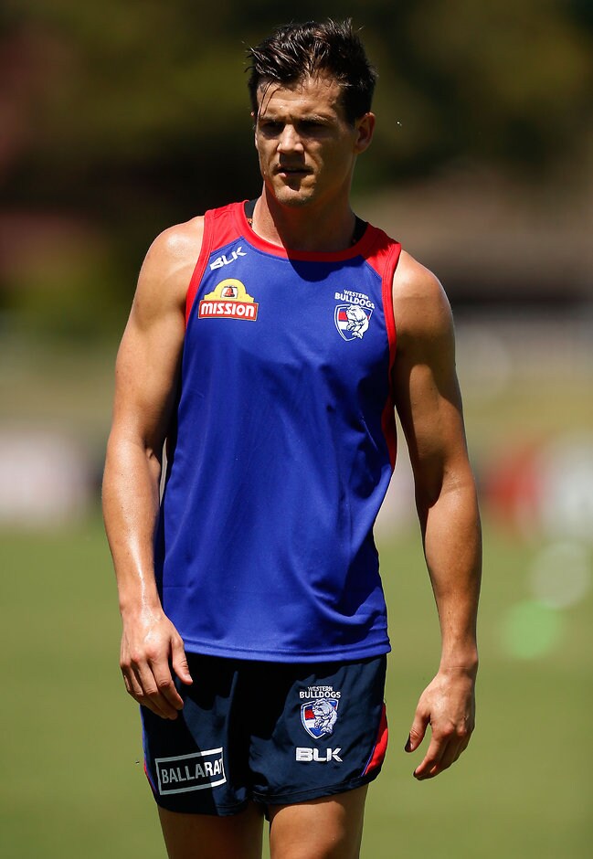 AFL 2015 Training - Western Bulldogs 241115 MELBOURNE, AUSTRALIA - NOVEMBER 24: Jed Adcock looks on during the Western Bulldogs open training session at Whitten Oval, Melbourne on November 24, 2015. (Photo: Adam Trafford/AFL Media)